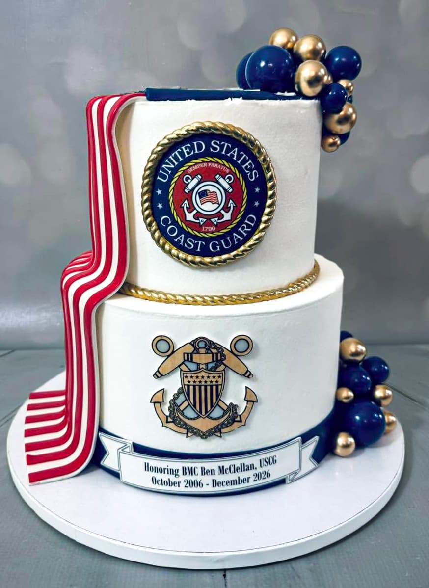 Custom Coast Guard celebration cake by Sweet Cakes by Kristen in Pensacola, Florida