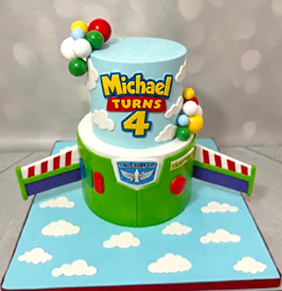 Aviation themed birthday cake with airplane and flight inspired decorations by Sweet Cakes by Kristen