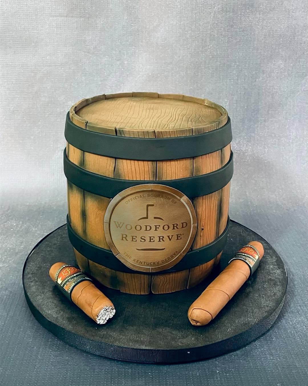 Custom sculpted barrel-shaped cake by Sweet Cakes by Kristen in Pensacola, Florida