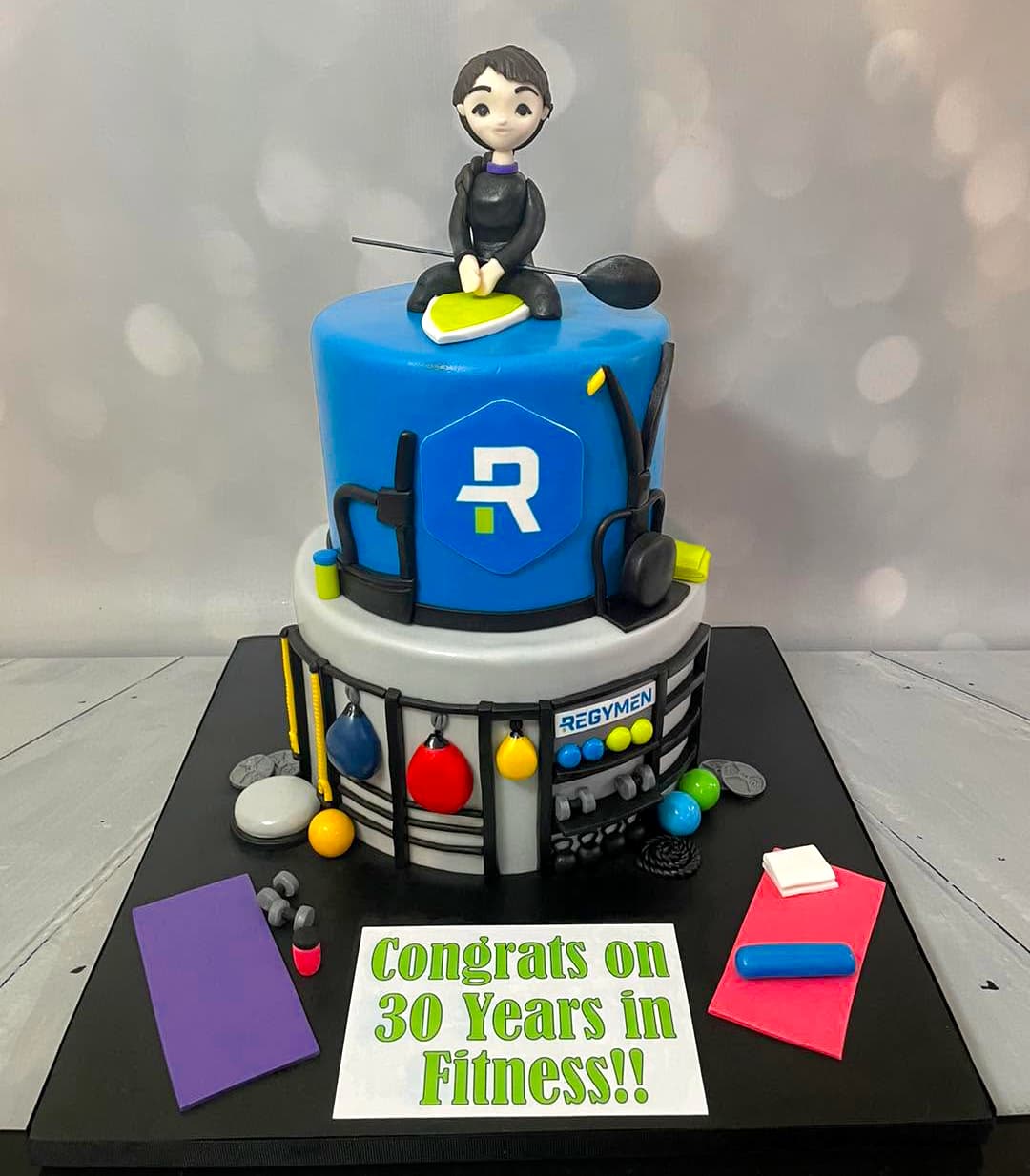Custom fitness event themed sculpted cake by Sweet Cakes by Kristen