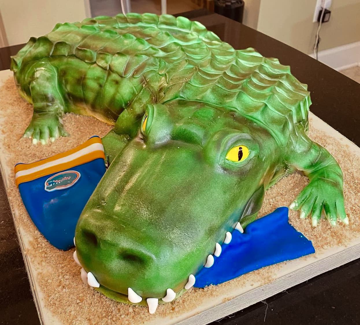 Custom alligator themed sculpted cake by Sweet Cakes by Kristen