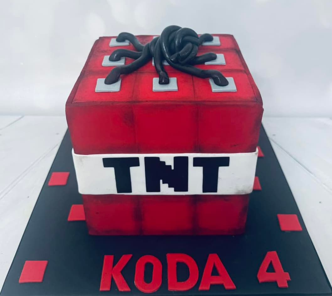 Minecraft themed custom sculpted cake by Sweet Cakes by Kristen