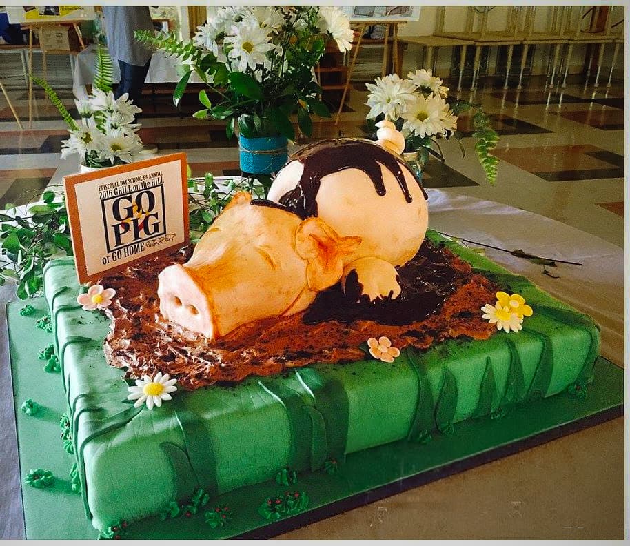 Pig picking themed custom sculpted cake by Sweet Cakes by Kristen