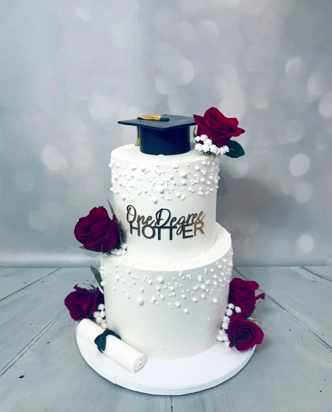 Floral graduation celebration cake by Sweet Cakes by Kristen