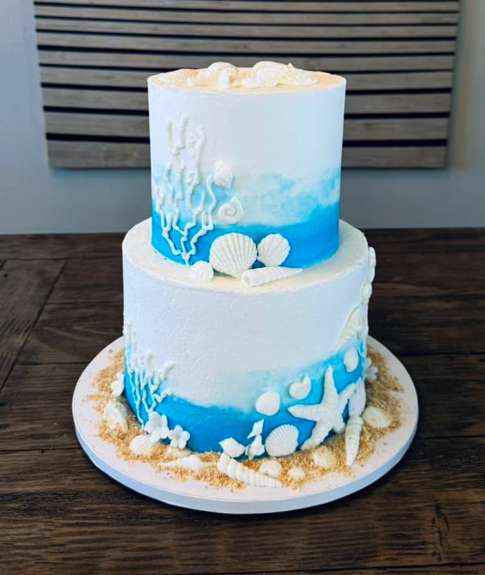 Beach wedding cake by Sweet Cakes by Kristen